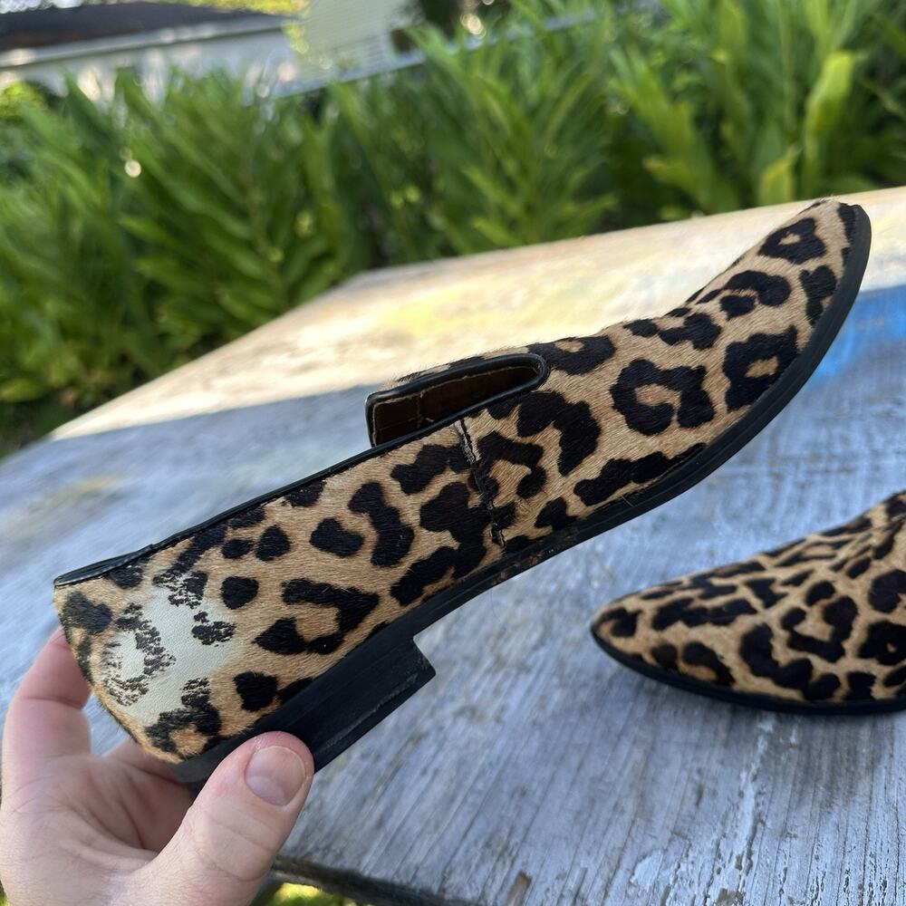 Franco Sarto Leopard Print Calf Hair Pointed-Toe Loafers Size 8 M Womens 825 - Picture 11 of 16
